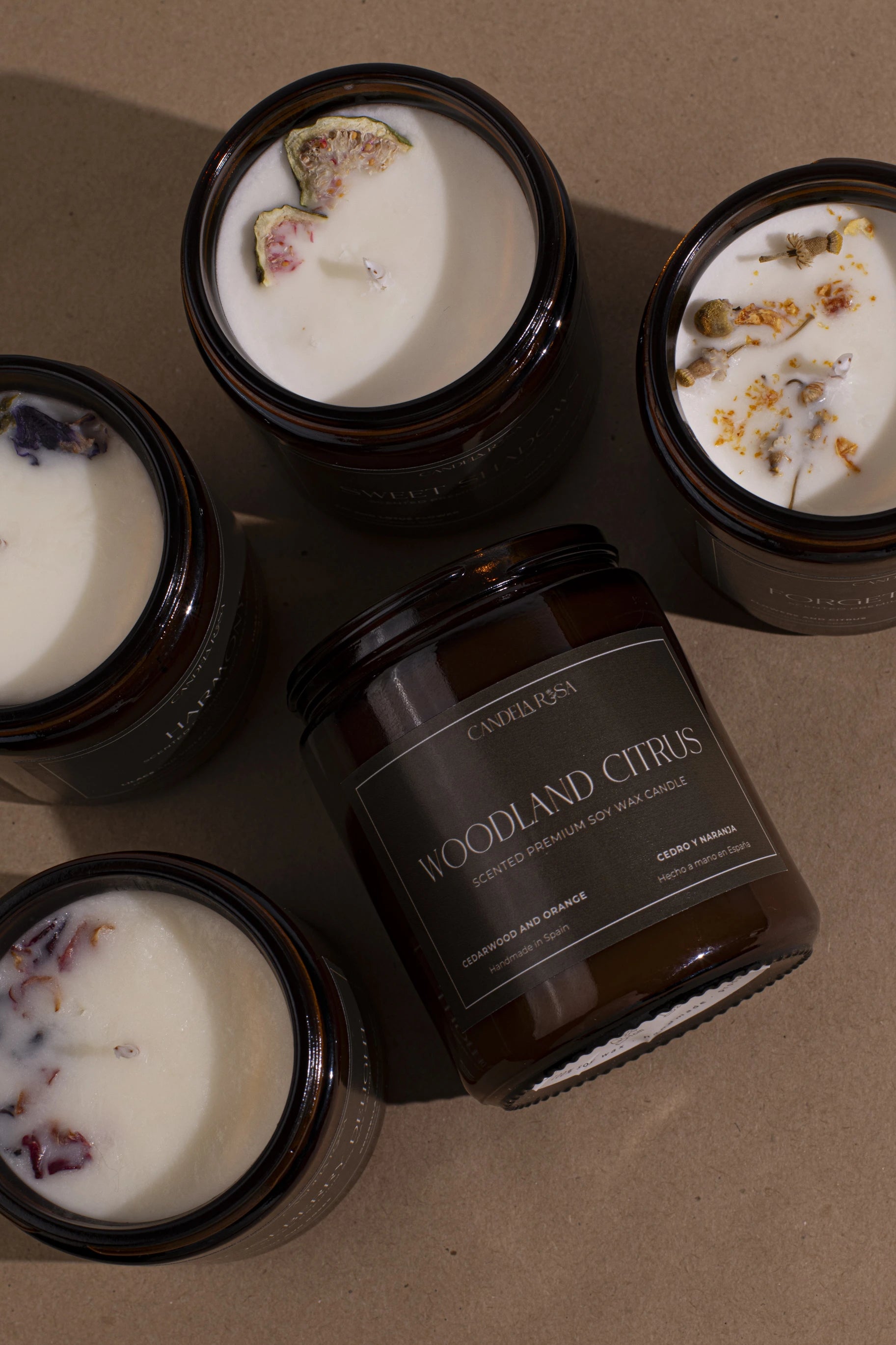 Woodland citrus: vela aromática premium cedro y naranja